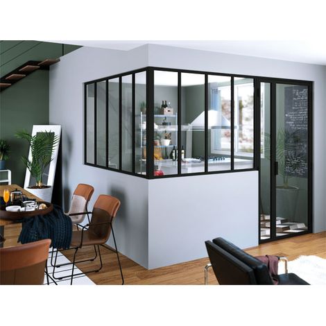 Kit porte battante verriere - Décor : Noir granité - SEED (1/5)
