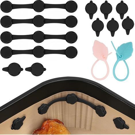 Lot de 12 aimants pour papier sulfurisé Airfryer - Boucles magnétiques en silicone pour friteuse à air chaud - Pour fixation de friteuse à air chaud - Papier sulfurisé résistant à la chaleur - Avec (1/5)