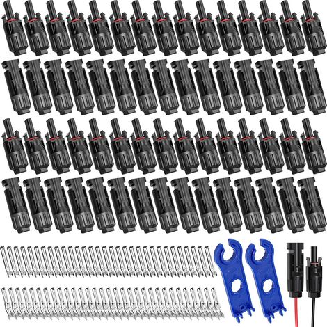 30 paires de connecteurs solaires : Connecteurs mâle/femelle pour panneau solaire - Connecteurs de câble pour panneau solaire photovoltaïque - Connecteurs étanches IP67 - Connecteurs de câble solaire (1/5)