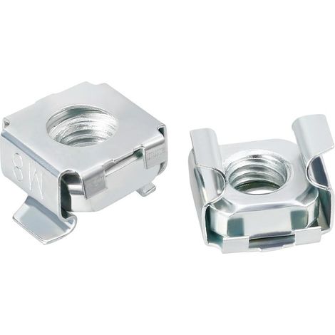 Paquet de 20 écrou cage M8 acier au carbone zingué pour armoire de serveur (1/4)
