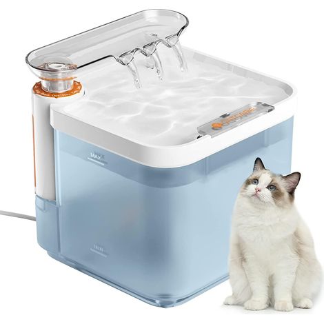 DF03 Ultra Silent Cat Water Fountain - Automatic Water Dispenser for Dogs, 2.5 L Visible Water Level with Ultrafiltration Filter, USB 1.8 M, Non-Slip, Invisible Handle, Blue (1/5)