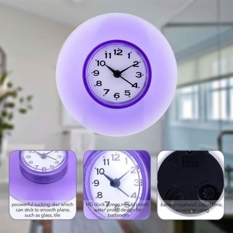 Horloges Murales Salle de bains Cuisine Miroir Ventouse Horloge Murale Douche Étanche Horloges À Quartz deco pendule (1/4)