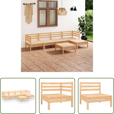 Holzsofa - 6-tlg. Garten-Lounge-Set Massivholz Kiefer (1/5)