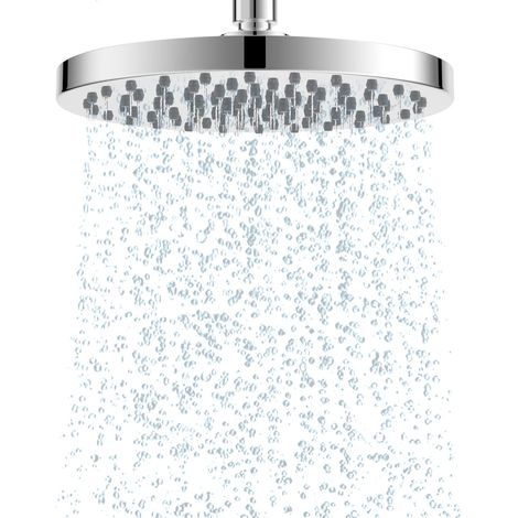 Cabezal de ducha redondo de 20 cm, fijo antical, 8 pulgadas, alta presión de acero inoxidable, diseño ultrafino ajustable con boquillas de silicona, cromado. (1/5)