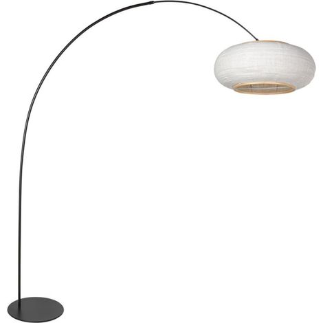 Lampe sur pied noire Curve avec une teinte blanche Ø60cm - 4642ZW (1/3)