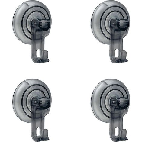 Quatre crochets à ventouse pour serviettes de bain et éponges de bain, crochets à ventouse robustes, porte-peignoirs pratique, gris. (1/5)