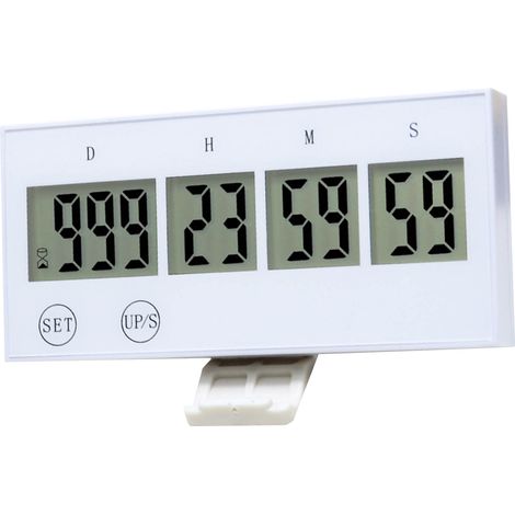 Minuteur cible, écran LCD, boutons tactiles, minuteur d'examen compact, adapté aux études, au bureau, à l'école, à la cuisine, blanc. (1/5)