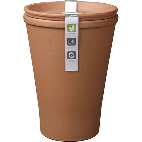 Maceta de barro cocido para riego, diámetro 32 cm, rojo - Deroma