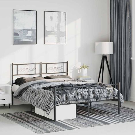Estructura cama sin colchón con estribo metal negro 135x190 cm