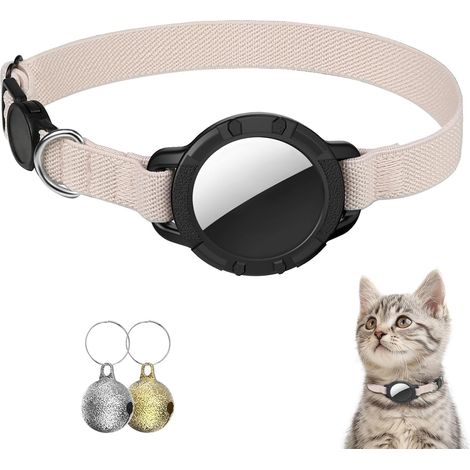 Collier Chat, Collier pour Chat Extensible avec Protecteur et Cloche, Léger et Confortable pour Toutes Les Tailles de Chats (Kaki) (1/5)
