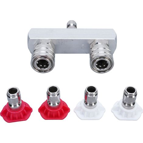 Embout de nettoyeur haute pression 2 en 1 en acier inoxydable, Double rangée 1/4 pouces, buse autobloquante à connexion rapide, 5000psi