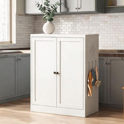 Buffet coloris blanc en métal 70 x 35 x 88 cm (1/5)