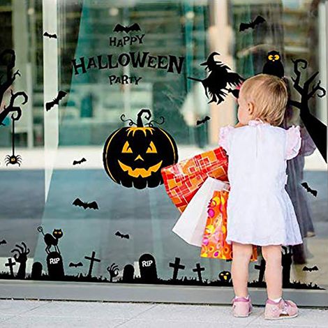 Halloween-Wandaufkleber, fröhliche Dekorationen für Kinderzimmer, Schlafzimmer, Fenster (1/5)