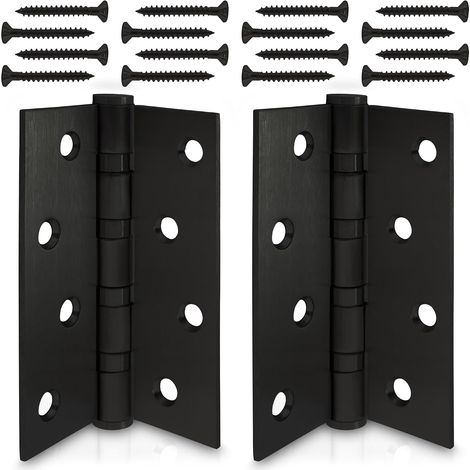 Lot de 2 Charnière de Porte Noir, Penture paumelle renforcée par 4 billes en acier, Charnière en inox (1/5)