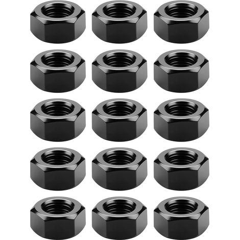 Lot de 15 écrous M12 hexagonaux en acier galvanisé noir pour vis, rondelles, tiges filetées, boulons, raccords et fixations pour usage intérieur et extérieur. (1/5)