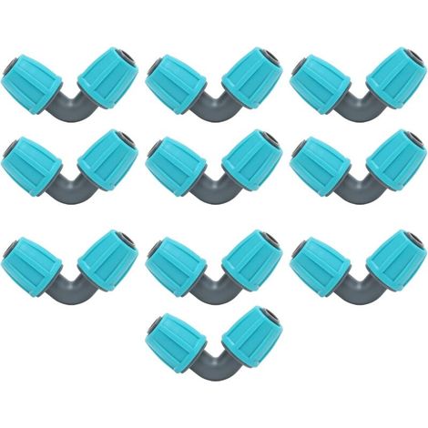 CCYKXAA 10 pezzi connettori per tubo flessibile di bloccaggio da 16 mm/0,6 pollici, collegamento tubo angolato in PE a 90° per irrigazione da giardino, agricola e a goccia (1/4)