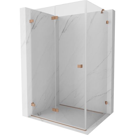 Mexen Lunar-F Duschkabine klappbar links 90 x 80 cm, transparent, gebürstetes Kupfer- 836-090-080-65-00-L (1/5)