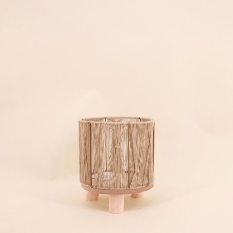 Cache-pot en corde beige 16x19cm