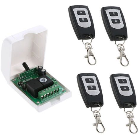Télécommande sans fil pour maison intelligente 433 MHz RF DC 12 V 2 canaux, code d'apprentissage, relais, récepteur, émetteur, système de commutation à distance universel et longue portée 50 m (1/4)