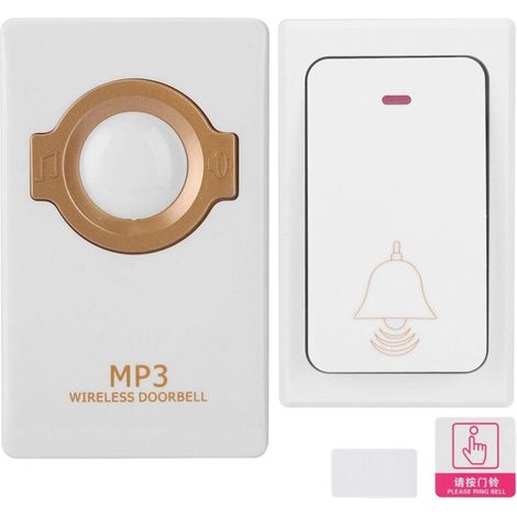 Sonnette sans fil, kit de carillon de porte tanche 00-240V, avec bouton de tlcommande auto-aliment mlodie multiple Mp3 (1/5)