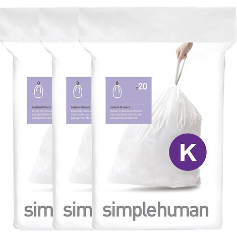 sacs poubelle sur mesure, 3 x paquet de 20 (60 sacs), plastique blanc (1/5)