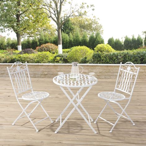 Set Bistro Biella - 71 x 60 cm - 3-piezas - Metal - Blanco [en.casa] (1/5)