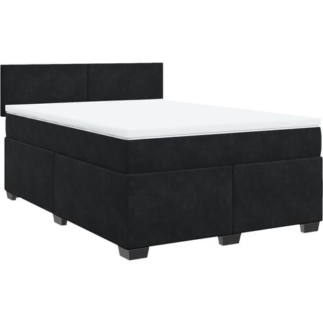 Maison Exclusive - Giroletto a Molle con Materasso Nero 140x190 cm in Velluto (1/5)