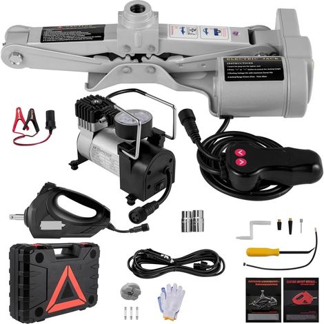 3-tonne Electric Car Jack Kit, 12V DC Scissor Jack, Impact Wrench, Air Pump, Easy-to-Use Car Repair Tools (Jack and G-Pump Wrench) (1/5)