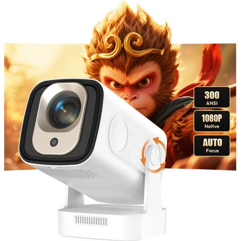 Mini Videoprojecteur 4K Supportée Android 11, Mini Projecteur 5G WiFi 6 BT 5.4 1080P Full HD Native, Videoprojecteur Portable Correction Trapézoïdale Horizontale Automatique Rotatif à 180° blanc