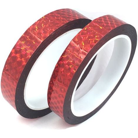 Bande réfléchissante autocollante de rouleau, bande réfléchissante imperméable à l'eau pour le marquage de route de sécurité de nuit de casque de vélo de moto de voiture, 10mm 50m rouge (1/4)