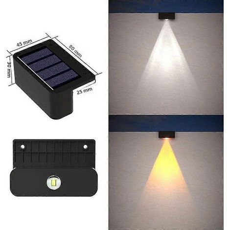 Applique solaire murale avec 10/8/6/4 LED, éclairage extérieur étanche, décoration de jardin et de clôture, lumière solaire chaude 8 LED - AquaForge (1/5)