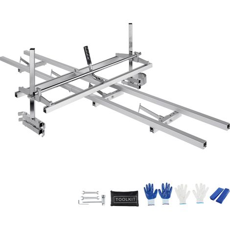 Guide de sciage pour tronçonneuse, rail en aluminium 2,74 m, compatible barres 36-91 cm, pour transformation de bois en planches. (1/5)