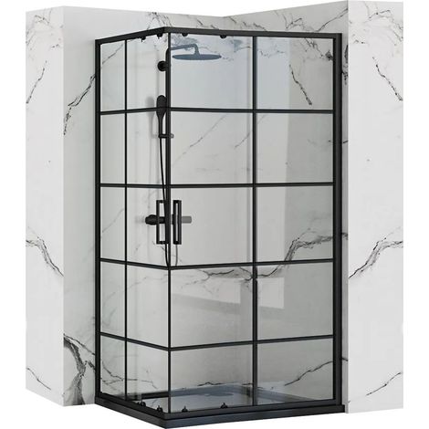REA DUSCHKABINE CONCEPT 80X100 BLACK + DUSCHTASSE SAVOY WHITE