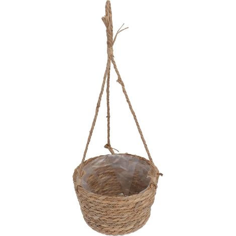Jardinière suspendue SUPVOX en paille, design décoratif de style nordique et corde chanvre (1/5)