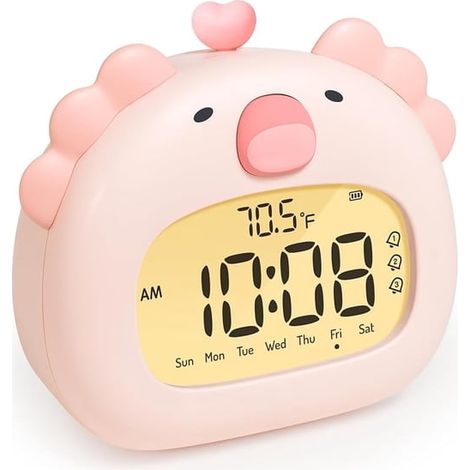 Réveil axolotl, réveil numérique pour enfants, accessoires capybara mignons pour la chambre, veilleuse rechargeable à intensité variable, réveil pour garçons et filles, cadeau amusant et original (1/5)