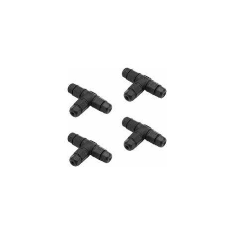 Paquete de 4 cajas de empalme impermeables IP68 tipo T para conectar cables expuestos a la humedad en exteriores - Conectores de cable de 3 polos, Ø 6 mm - 11 mm - Crezuo