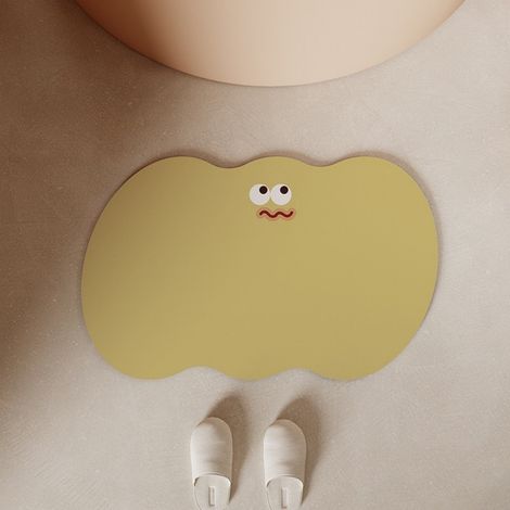 LAN Buse ondulée incurvée - Jaune 5080cm (terre de diatomées) Tapis antidérapant à motifs de dessins animés pour une utilisation domestique dans les toilettes et les salles de bains, tapis absorbant p (1/4)