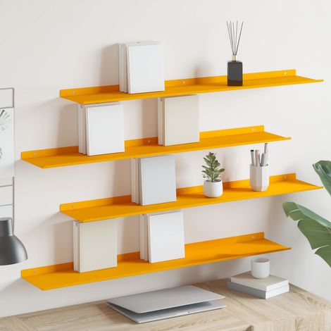Schwebendes Regal 4 pcs Senfgelb 100 x 18 x 2,5 cm Stahl