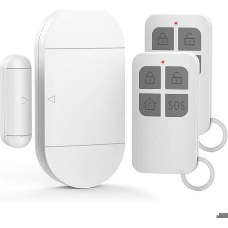 Alarme porte/fenêtre sans fil 130 dB avec 2 télécommandes pour maison/magasin (1/4)