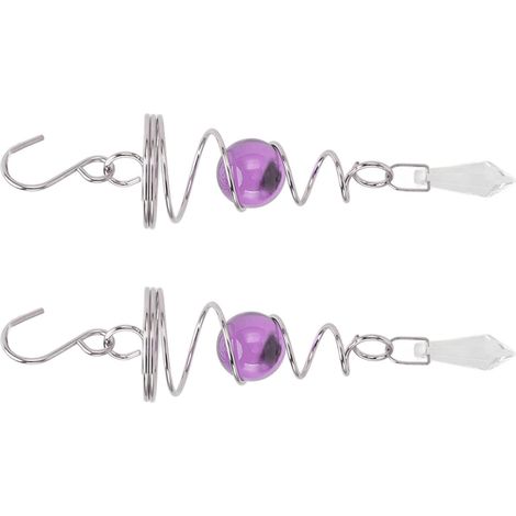 Lot de 2 carillons éoliens en spirale, stabilisateurs et boules de jardin, en acier inoxydable, violet.