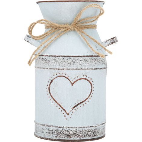 Vase Unique Heart‑shaped and Rope Design Galvanized Iron Vase for Indoor Outdoor Home Office (1/5)