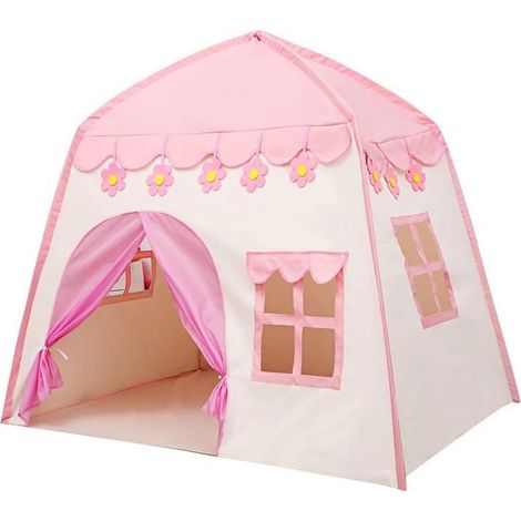 Kinderzelt, Prinzessinnenschloss, Oxford-Gewebe, viel Platz, Spielhaus, kleine Blume, rosa (1/5)