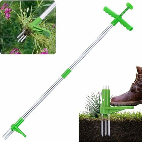 Outil de désherbage manuel en acier inoxydable avec 3 griffes, outil de jardinage extracteur de pissenlit, outil de désherbage ma (1/4)