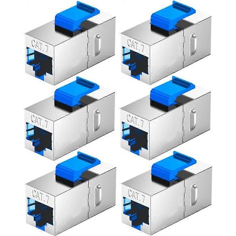 Packung mit 6 RJ45 Keystone CAT7 Verlängerungssteckern für Ethernet LAN-Netzwerke. (1/5)