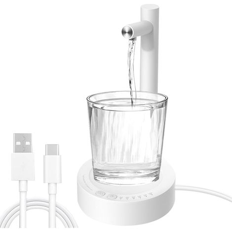 Elektrischer Tischwasserspender, 6-stufige Wasserflaschenpumpe, USB-aufladbare Trinkwasserpumpe, tragbare Wasserflaschenpumpe mit USB-Ladefunktion für Küche, Büro und Camping