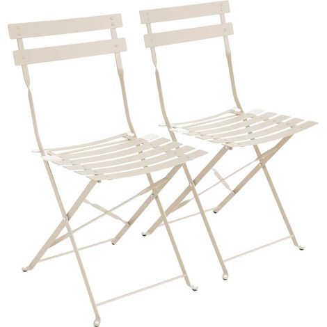 Set of 2 folding bistro garden chairs in powder-coated steel, Emilia, 49.5 x 41 x 80.5cm