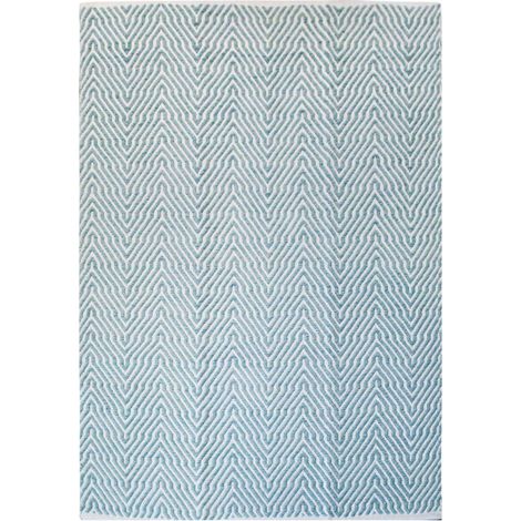 Tapis Rayé Fait Main "Aperitif" Turquoise 160 x 230 cm (1/3)
