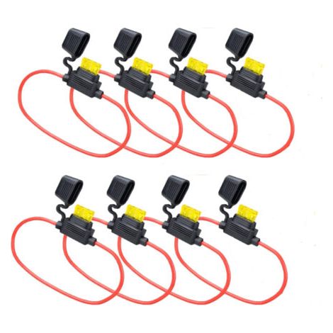 Porte-fusibles 12 V, calibre automobile 14 AWG, lot de 8, avec fusible 20 A pour voiture, camion, moto, bateau