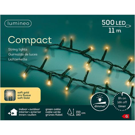 Lumineo LED Lichterkette Compact grün 11 Meter 500 Lichter - softgold (1/3)