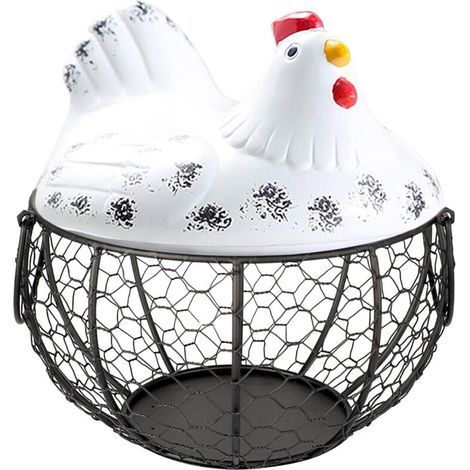 Panier Rangement pour Œufs,avec Couvercle pour Poule en Céramique,Organisateur Collations Aux Fruit (1/5)